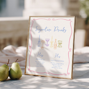 Colourful & Quirky Hand Drawn Signature Drinks Poster