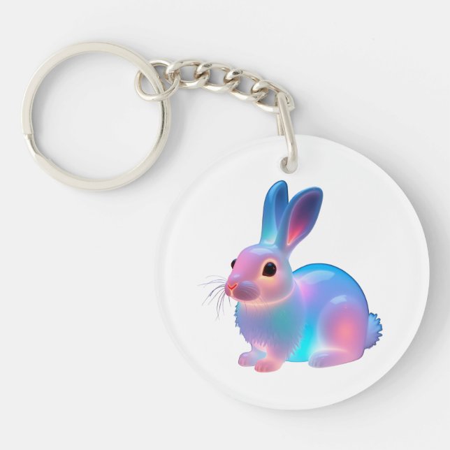 Colourful Rabbit Art Key Ring (Front)