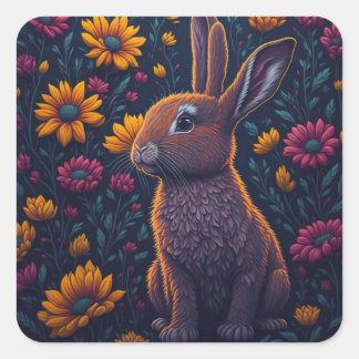 Colourful Rabbit Square Sticker