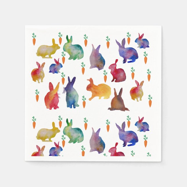 Colourful rabbits Easter  Cocktail Paper Napkins (Front)