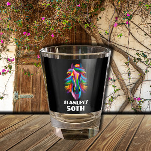 Colourful Race Horse Birthday Shot Glass