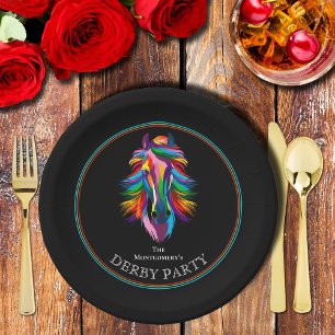 Colourful Racehorse Derby Party Paper Plate