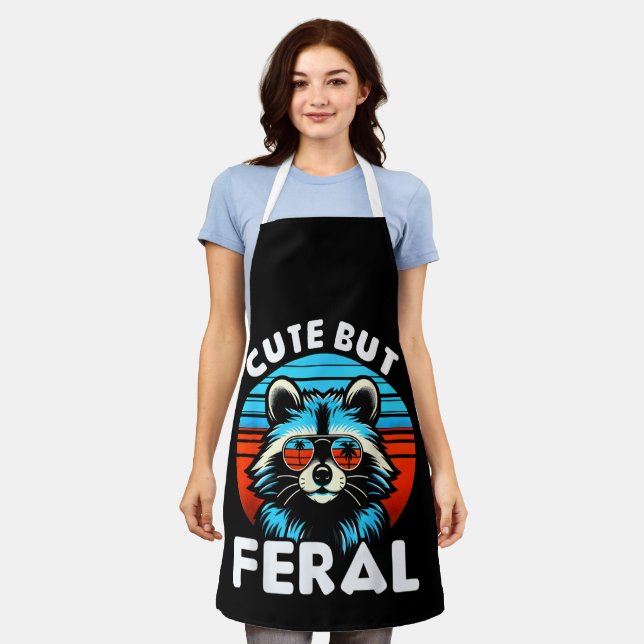 Colourful Racoon With Sunglasses Racoon Apron (Worn)