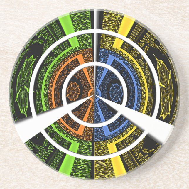 Colourful Radial Art Print Coaster (Front)