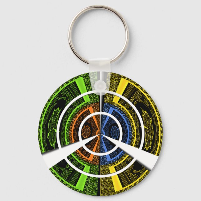 Colourful Radial Art Print Key Ring (Front)