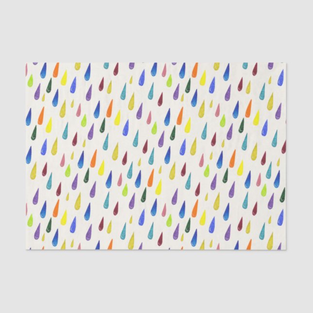 Colourful rain drops. Raindrop pattern Tissue Paper (Front)