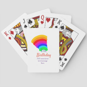 Colourful rainbow 1st birthday add date name messa playing cards