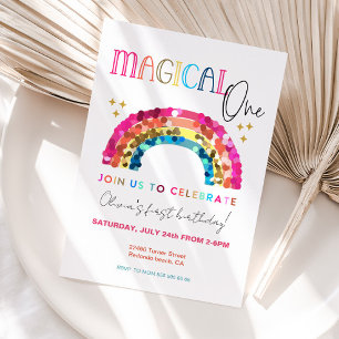 Colourful Rainbow 1st birthday Magical One  Invitation
