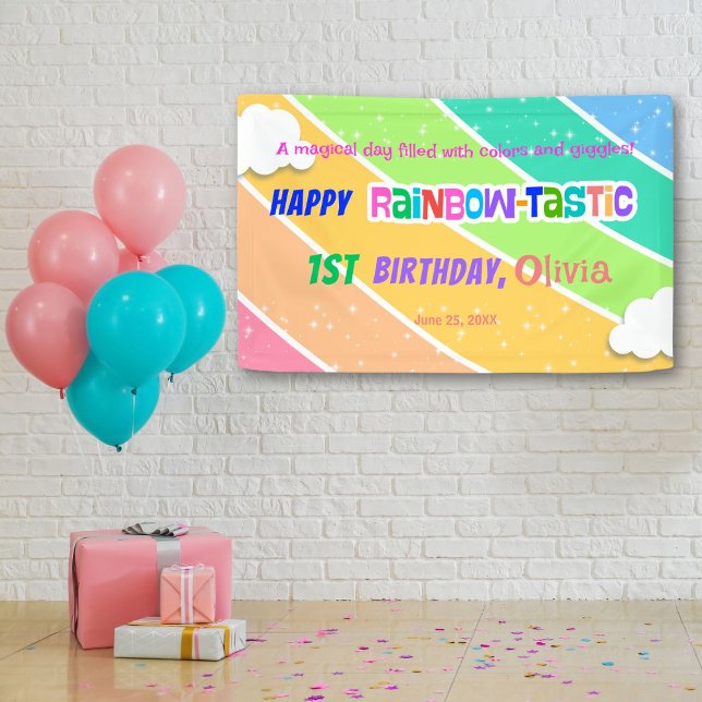 Colourful Rainbow 1st Birthday Party Banner (Creator Uploaded)