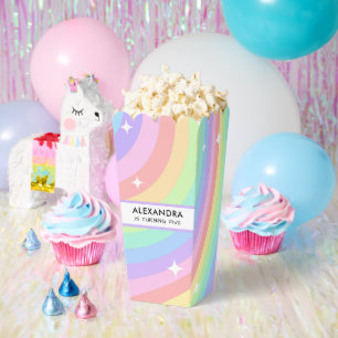 Colourful Rainbow 5th Birthday Popcorn Favour Box