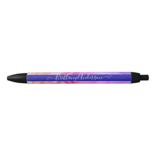 Colourful Rainbow Abstract Custom Name Black Ink Pen