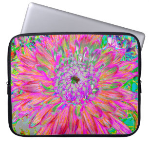 Colourful Rainbow Abstract Decorative Dahlia Flowe Laptop Sleeve