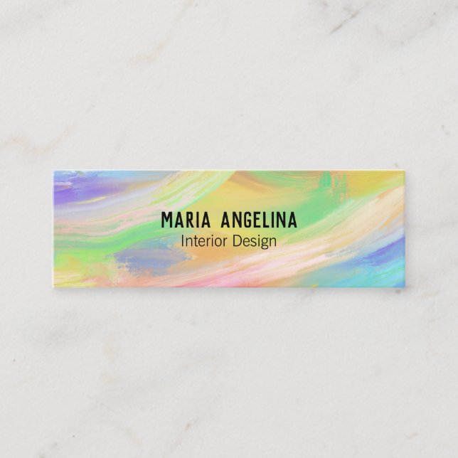 Colourful rainbow abstract oil painting mini business card (Front)