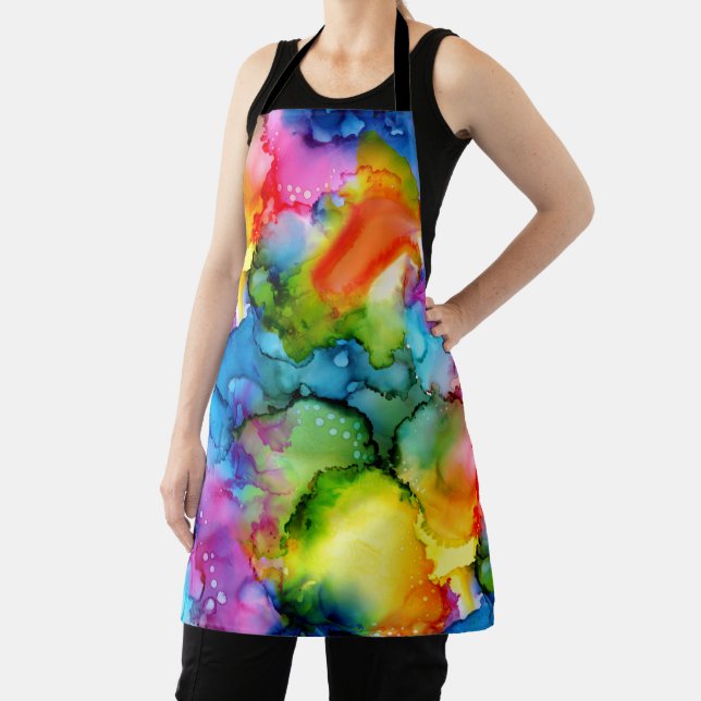 Colourful Rainbow Abstract Tie Dye Apron (Insitu)