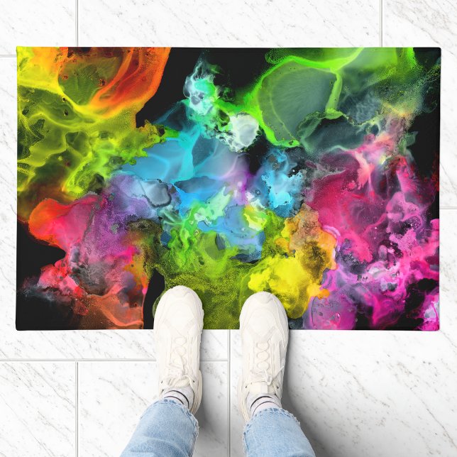 Colourful Rainbow Abstract Watercolor Ink Doormat (Creator Uploaded)