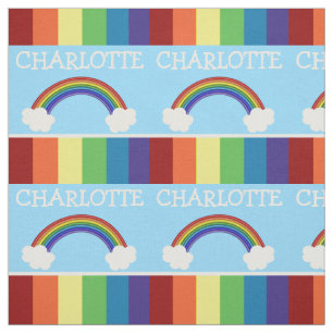 Colourful Rainbow And Cloud Pattern Personalised Fabric