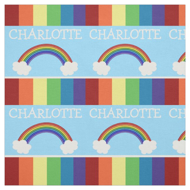 Colourful Rainbow And Cloud Pattern Personalised Fabric (Swatch)