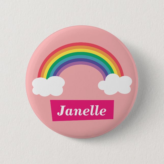 Colourful Rainbow and clouds, for Little Girls 6 Cm Round Badge (Front)