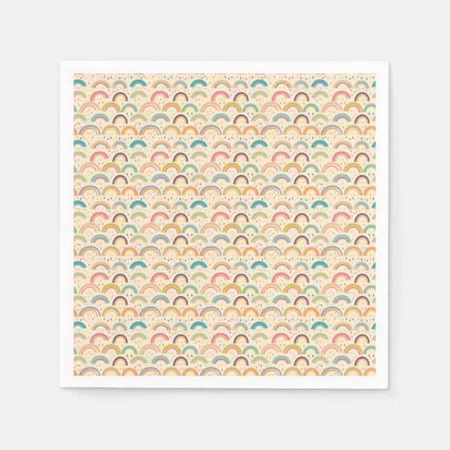 Colourful Rainbow and Diamond Seamless Pattern Napkin (Front)