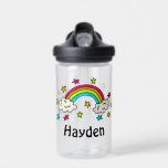 Colourful Rainbow and Stars Kids Name Water Bottle<br><div class="desc">Cute bright and colourful rainbow name bottle for kids.</div>