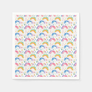 Colourful Rainbow and Tree Seamless Pattern Napkin