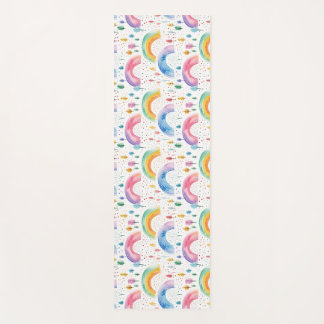 Colourful Rainbow and Tree Seamless Pattern Yoga Mat