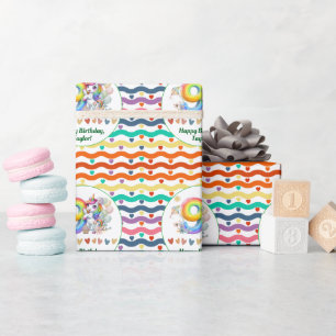 Colourful Rainbow and Unicorn 9th Birthday Party Wrapping Paper