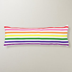 Colourful Rainbow and White Candy Stripe Body Cushion
