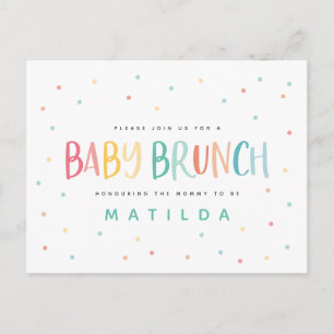 Colourful rainbow baby brunch invitation postcard