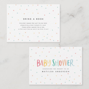 colourful rainbow baby shower bring a book c card