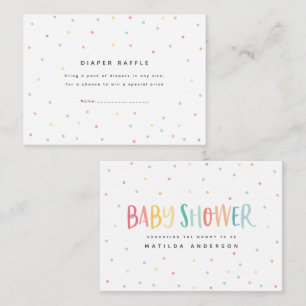 colourful rainbow baby shower diaper raffle card