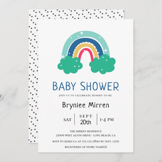 Colourful Rainbow Baby Shower Invitation (Front/Back)