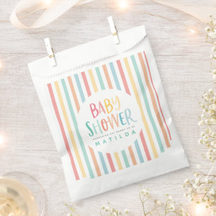 Colourful rainbow baby shower party favour bags
