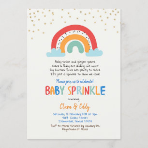 Colourful Rainbow Baby Sprinkle Invitation