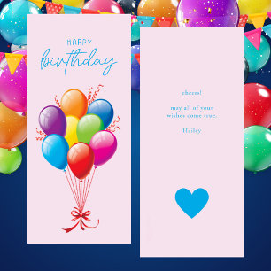 Colourful Rainbow Balloons Happy Birthday Card