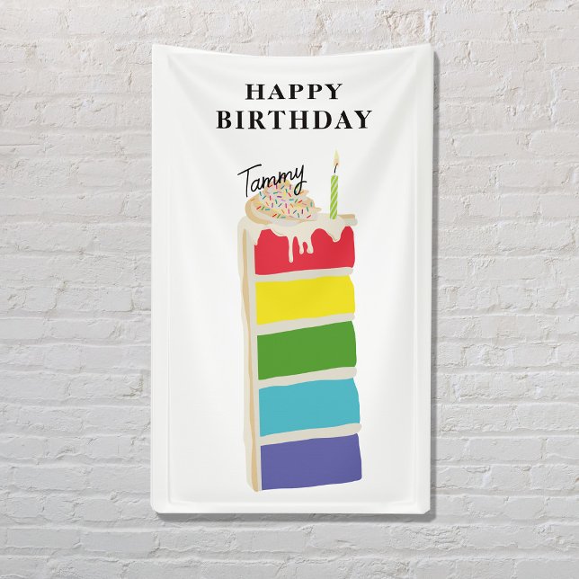 Colourful Rainbow Birthday Cake Birthday Party Banner (Colorful Rainbow Birthday Cake Birthday Party Banner)