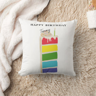 Colourful Rainbow Birthday Cake Birthday Party Cushion