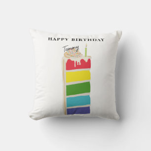 Colourful Rainbow Birthday Cake Birthday Party Cushion