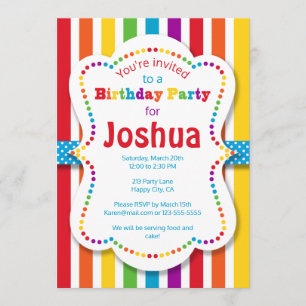 Colourful Rainbow Birthday Party Invitation