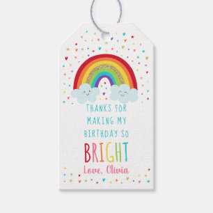 Colourful Rainbow Birthday Thank You Gift Tags