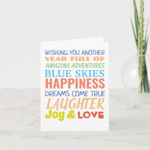 Colourful rainbow Birthday wishes personalised Card
