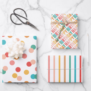 Colourful Rainbow Birthday Wrapping Paper Sheet