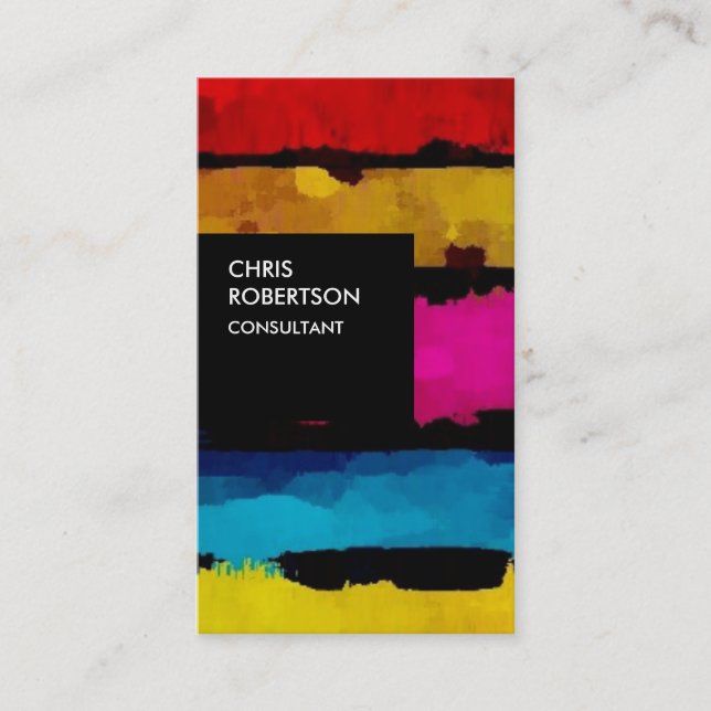 Colourful Rainbow Black Creative Business Card (Front)