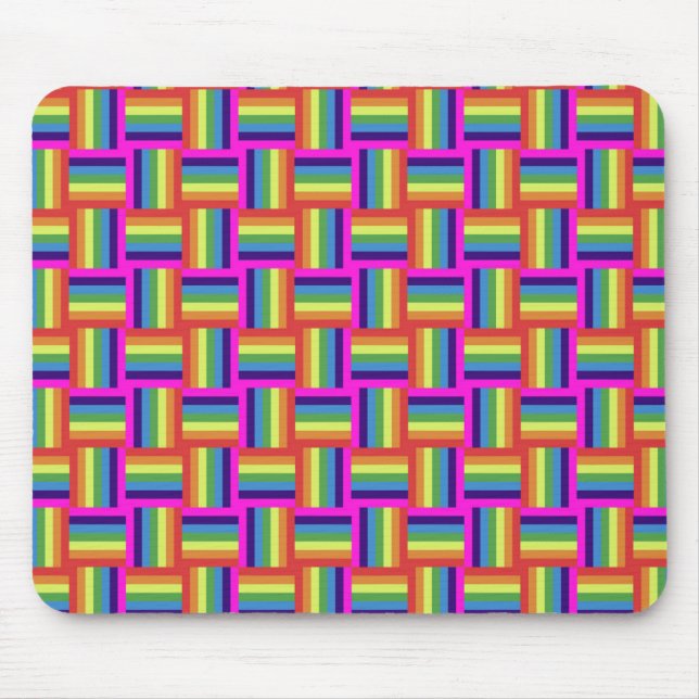 Colourful Rainbow Block Pattern Mouse Pad (Front)