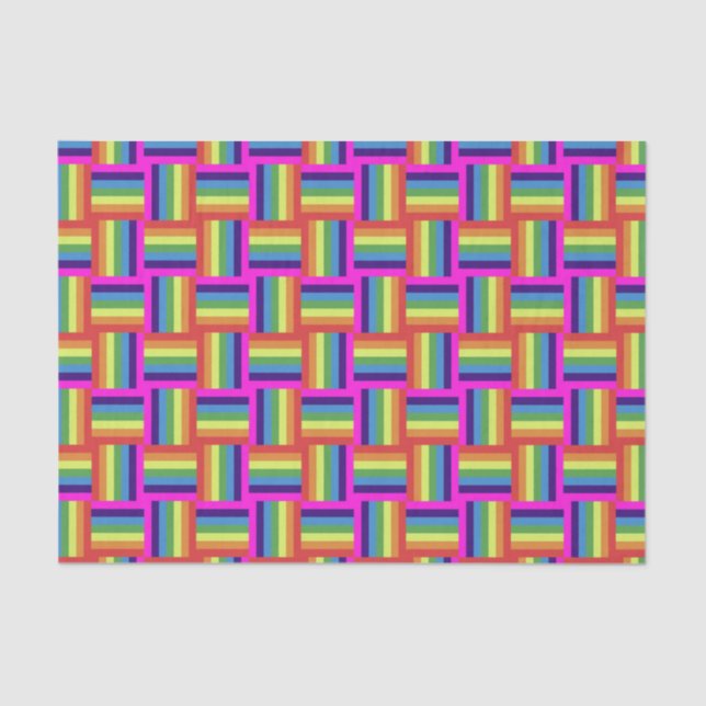 Colourful Rainbow Block Pattern Tissue Paper (Front)