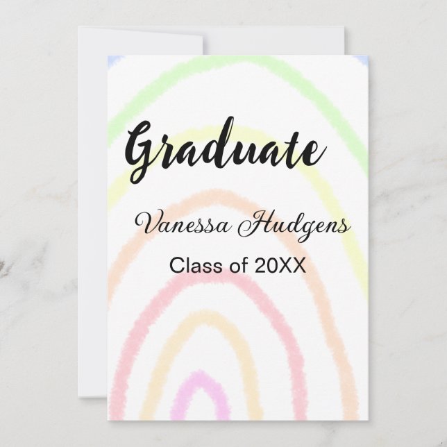 Colourful rainbow boho graduation add name year  invitation (Front)