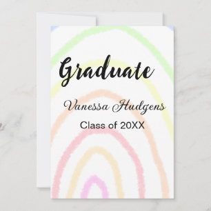 Colourful rainbow boho graduation add name year  invitation