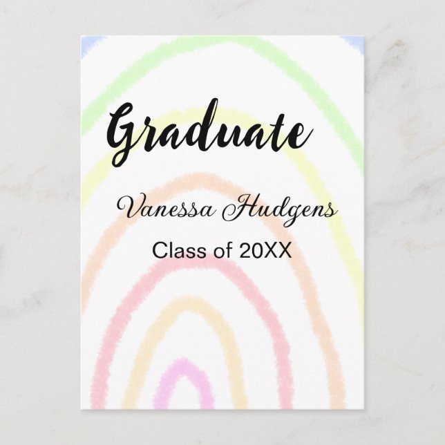 Colourful rainbow boho graduation add name year  postcard (Front)