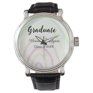 Colourful rainbow boho graduation add name year watch