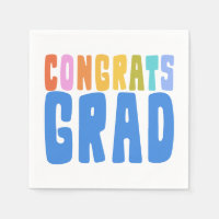 Colourful Rainbow Bold Retro Congrats Grad Party
